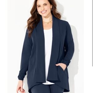 Catherines Blue Cardigan Sweater with Shawl Collar